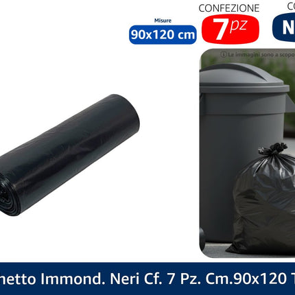 Sacchetti Immondizia Resistenti T.500 Ambra e Neri | Varie Misure 55x65, 70x110, 90x120 cm | Confezioni da 7, 10 o 15 Pezzi D&D Casalinghi