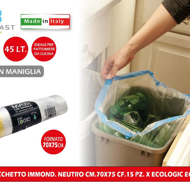 Ecoplast Sacchetto Immond. Neutro Cm.70x75 Cf.15 Pz. X Ecologic Ecop Ecoplast