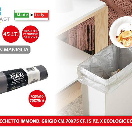 Ecoplast Sacchetto Immond. Grigio Cm.70x75 Cf.15 Pz. X Ecologic Ecop Ecoplast