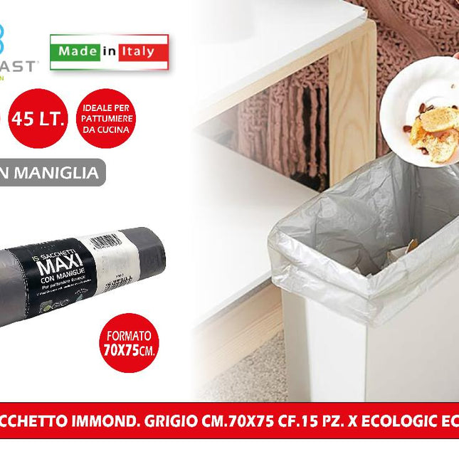 Ecoplast Sacchetto Immond. Grigio Cm.70x75 Cf.15 Pz. X Ecologic Ecop Ecoplast