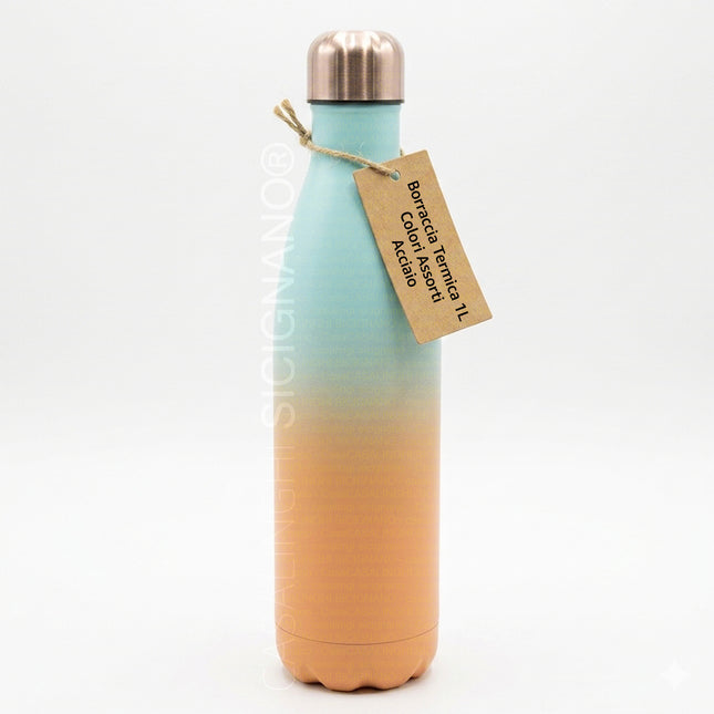 Arca Borraccia Termica in Acciaio Inox 0,75L e 1L – Doppia Parete, Tenuta Ermetica, Colori Degradé Assortiti Arca
