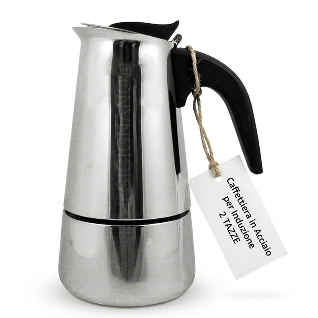 Arca Caffettiera Armony in Acciaio Inox, Compatibile con Induzione e Fuoco, 2-4 Tazze Arca