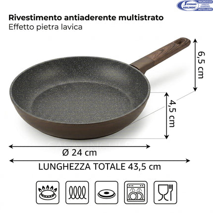 Sophia Padella Antiaderente in Alluminio, Induzione, Bronzo Satinato Ø 24 cm Arca