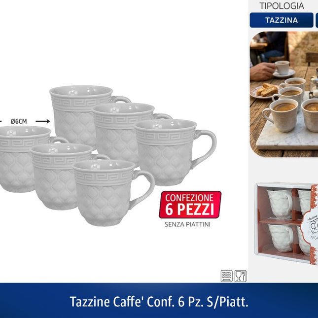 TAZZINE CAFFE' CONF. 6 PZ. S/PIATT. Arca