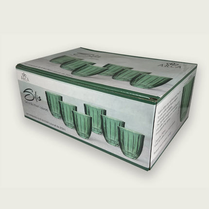 Bicchieri Acqua Vetro Colorato Silis Arca Set 6 Pezzi 310ml Verde Grigio Blu