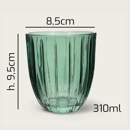 Bicchieri Acqua Vetro Colorato Silis Arca Set 6 Pezzi 310ml Verde Grigio Blu