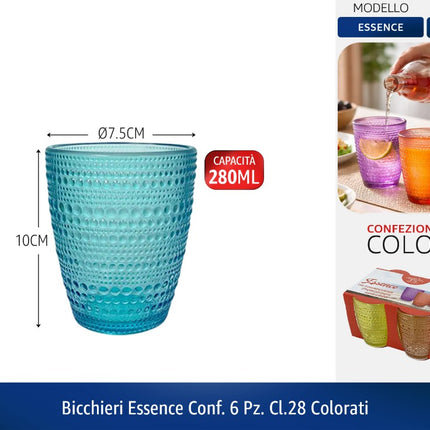 BICCHIERI ESSENCE CONF. 6 PZ. CL.28 COLORATI Arca