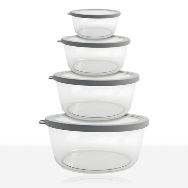 Arca Set 4 Contenitori Frigo Tondi Fresko in PET con Coperchio Ermetico Trasparente | Colori Assortiti Arca