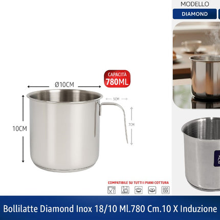 BOLLILATTE DIAMOND INOX 18/10 ML.780 CM.10 X INDUZIONE Arca