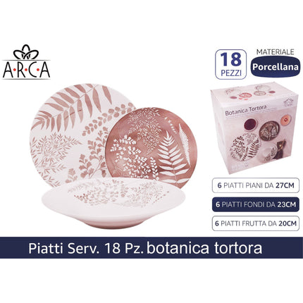 Arca Piatti Servizio 18 Pz. Botanica Tortora Arca