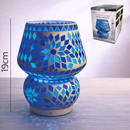 Luminìa Lampada da Tavolo LED Ricaricabile – 3 Intensità di Luce, USB Type‑C, Batteria 2600 mAh, 15 x 15 x 19 cm, IP20 per Interni Mosaico Adriatico Arca