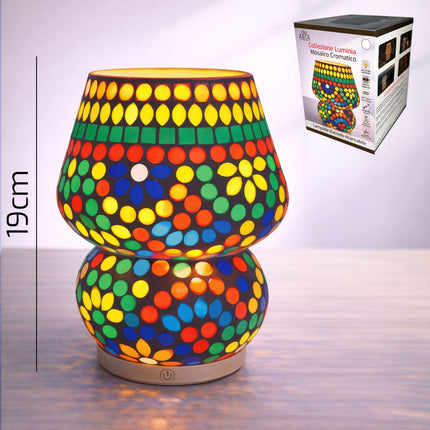 Luminìa Lampada da Tavolo LED Ricaricabile – 3 Intensità di Luce, USB Type‑C, Batteria 2600 mAh, 15 x 15 x 19 cm, IP20 per Interni Mosaico Cromatico Arca