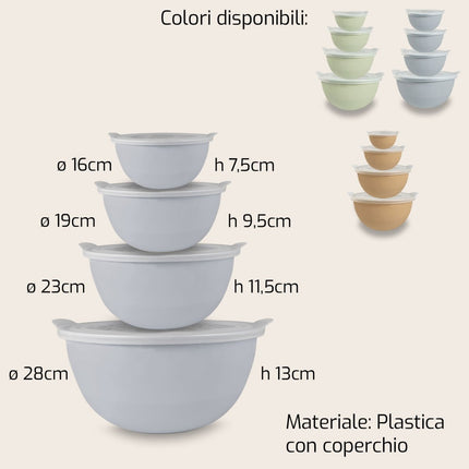 Set 4 Ciotole in Plastica con Coperchio – Pratiche, Impilabili e Sempre Pronte! Arca
