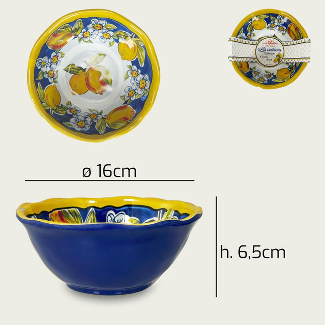 Ciotola Melamina Aperitivo Salvaspazio Infrangibile Design Limoni Costiera Arca