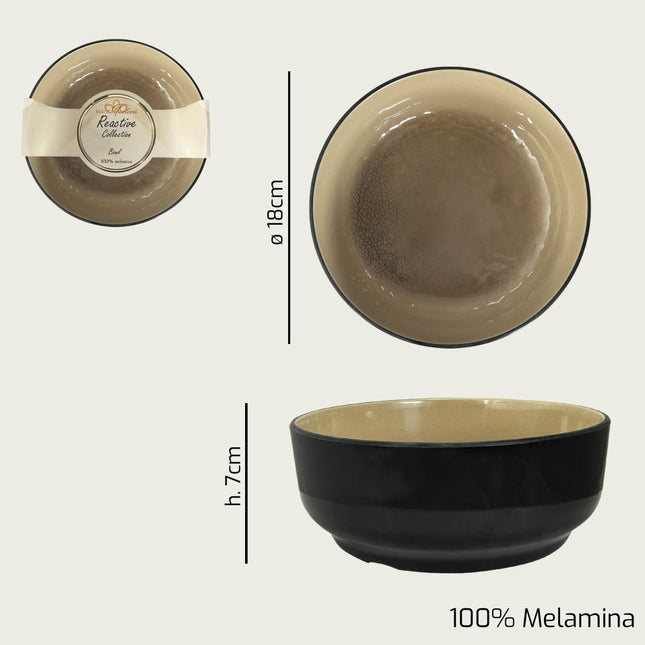 Arca Insalatiera Tonda / Quadra in 100% Melamina Diversi Colori e Misure Ø 18 x 7h cm Marrone Arca