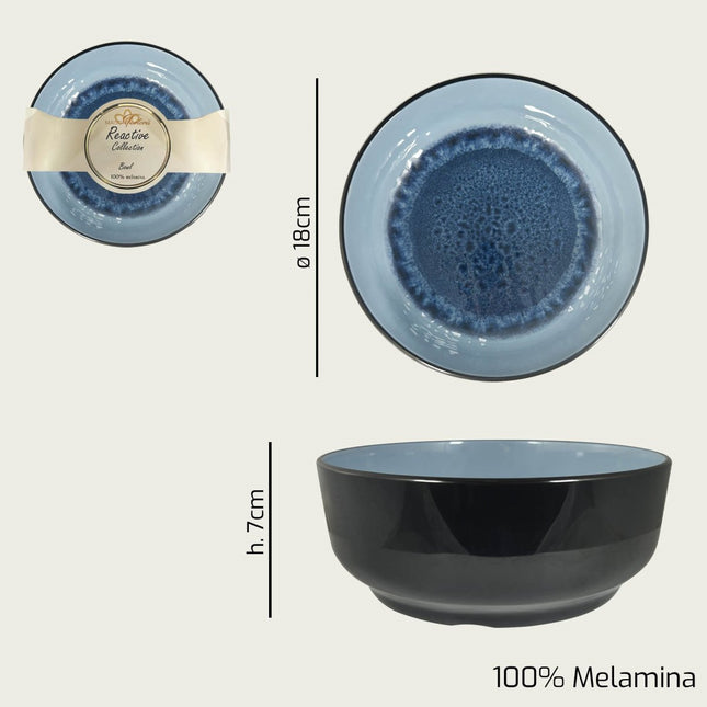 Arca Insalatiera Tonda / Quadra in 100% Melamina Diversi Colori e Misure Ø 18 x 7h cm Blu Arca