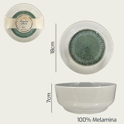 Arca Insalatiera Tonda / Quadra in 100% Melamina Diversi Colori e Misure Ø 18 x 7h cm Verde Arca