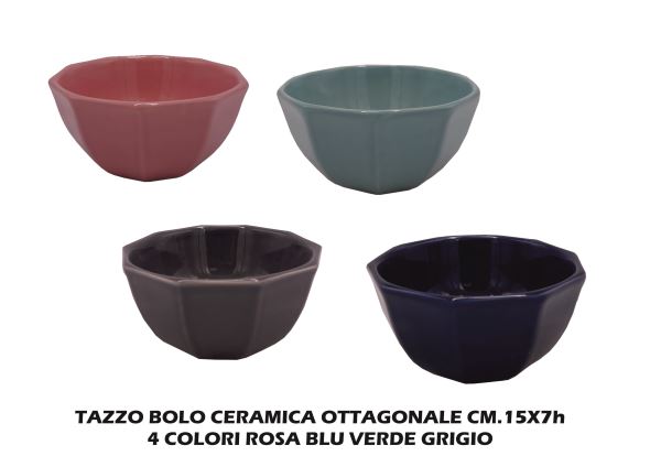 Arca TAZZO BOLO CERAMICA OTTAGONALE CM.15X7h 4 COLORI Arca