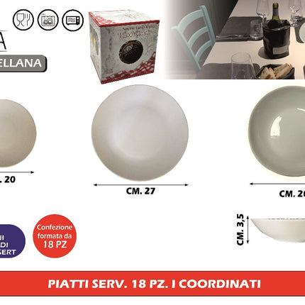 Servizio Piatti 18 Pezzi I Coordinati Bianchi ARCA Arca