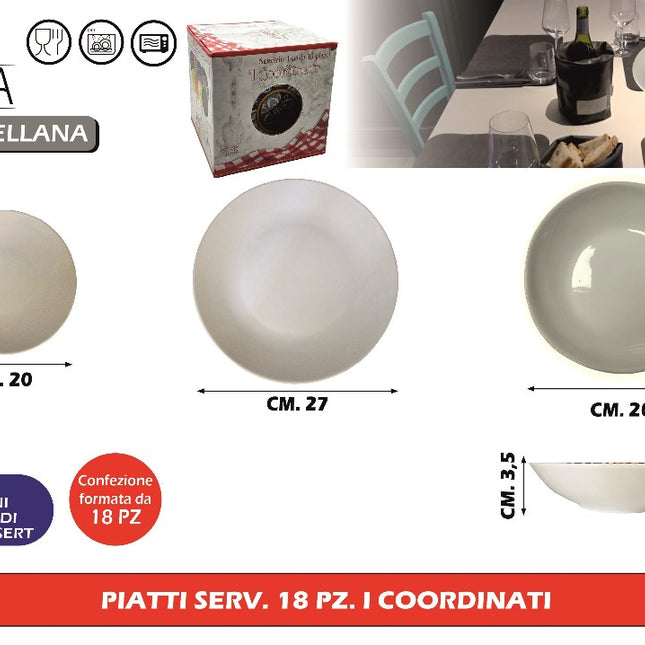 Servizio Piatti 18 Pezzi I Coordinati Bianchi ARCA Arca