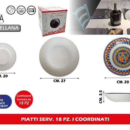 Servizio Piatti 18 Pezzi Vietri Cerchio Bianco ARCA Arca