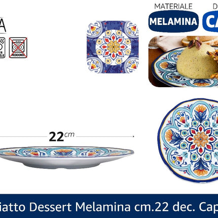 Arca PIATTO DESSERT MELAMINA CM.22 DEC. CAPRI Arca