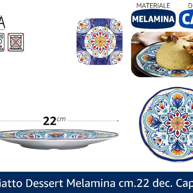 Arca PIATTO DESSERT MELAMINA CM.22 DEC. CAPRI Arca