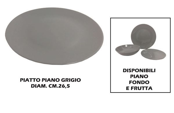 PIATTO CERAMICA PIANO CM.26 GRIGIO Arca