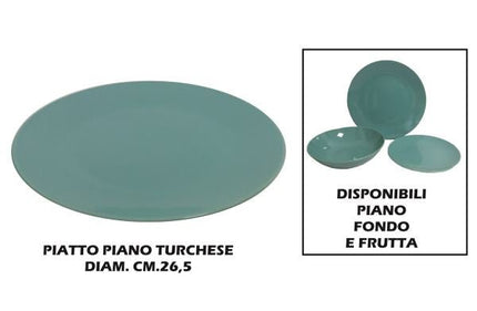 PIATTO CERAMICA PIANO CM.26 TURCHESE Arca