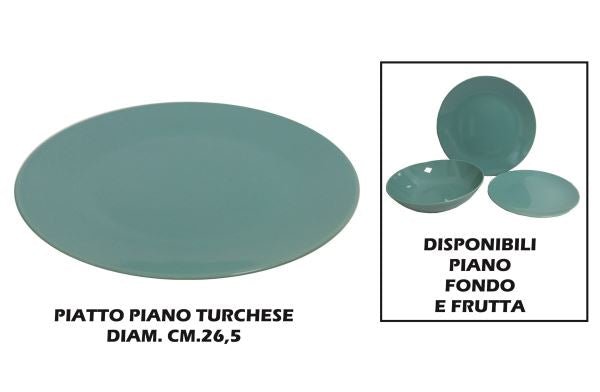 PIATTO CERAMICA PIANO CM.26 TURCHESE Arca