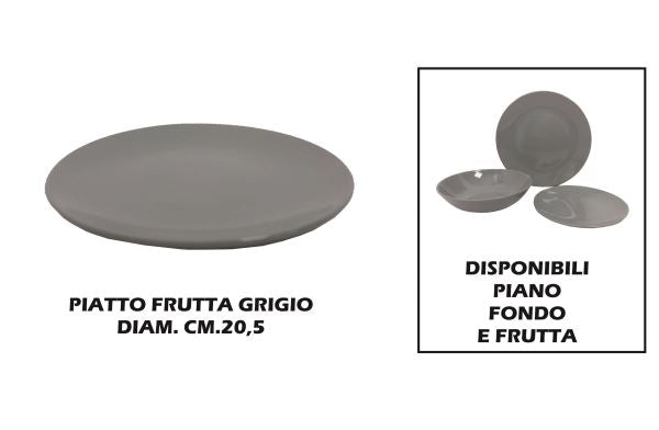 PIATTO CERAMICA FRUTTA CM.20 GRIGIO Arca