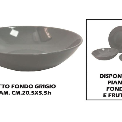 PIATTO CERAMICA FONDO CM.21 GRIGIO Arca