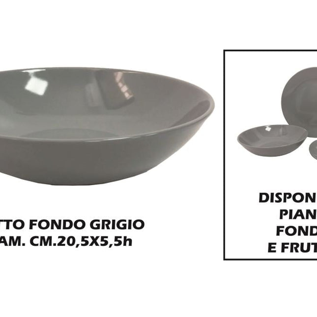 Arca PIATTO CERAMICA FONDO CM.21 GRIGIO Arca