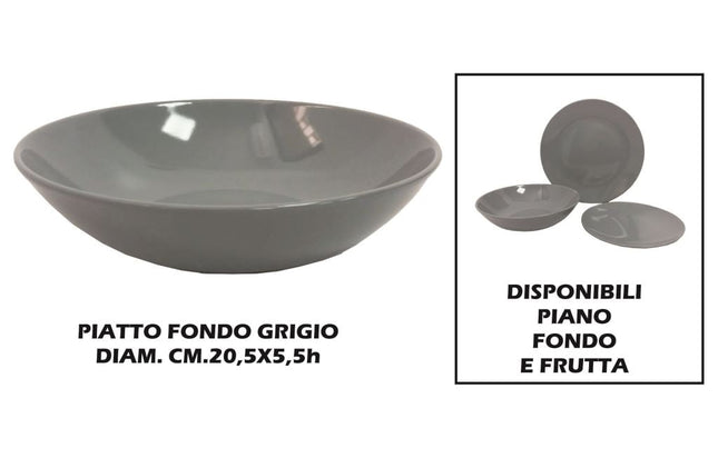 PIATTO CERAMICA FONDO CM.21 GRIGIO Arca