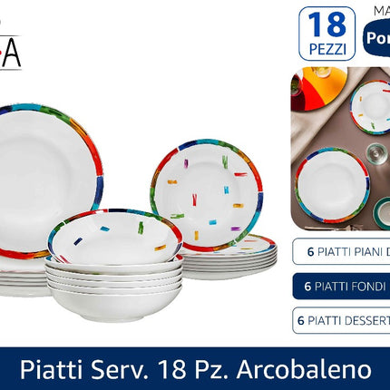 Arca PIATTI SERV. 18 PZ. ARCOBALENO Arca