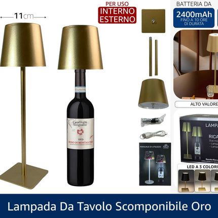LAMPADA DA TAVOLO SCOMPONIBILE ORO