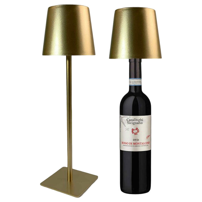ARCA Lampada da Tavolo Scomponibile Oro 2 in 1 Touch Ricaricabile | Lampada da Bottiglia a LED a 3 Colori per Interno ed Esterno Arca