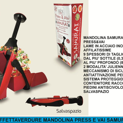 Mandolina Samurai Originale Inox + Taglio Verticale + Sicurezza Totale Arca