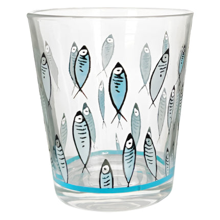 Arca Set 6/12/18 Bicchieri in Vetro, 325ml, Decorazioni Artistiche Vietri, Amalfi e Fish, Lavabili in Lavastoviglie Arca