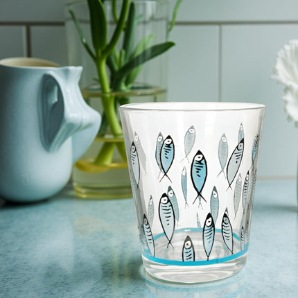 Arca Set 6/12/18 Bicchieri in Vetro, 325ml, Decorazioni Artistiche Vietri, Amalfi e Fish, Lavabili in Lavastoviglie Arca