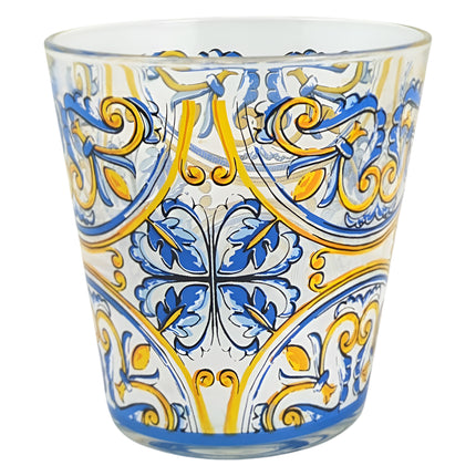 Arca Set 6/12/18 Bicchieri in Vetro, 325ml, Decorazioni Artistiche Vietri, Amalfi e Fish, Lavabili in Lavastoviglie Arca