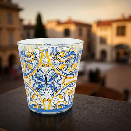 Arca Set 6/12/18 Bicchieri in Vetro, 325ml, Decorazioni Artistiche Vietri, Amalfi e Fish, Lavabili in Lavastoviglie Arca