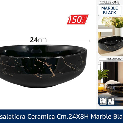 Arca INSALATIERA CERAMICA CM.24X8h MARBLE BLACK Arca