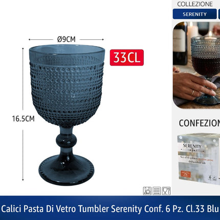 CALICI PASTA DI VETRO TUMBLER SERENITY CONF. 6 PZ. CL.33 BLU Arca