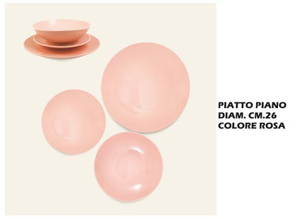 Piatto Piano in Ceramica Rosa 26 cm – Eleganza ARCA per la Tua Tavola Arca