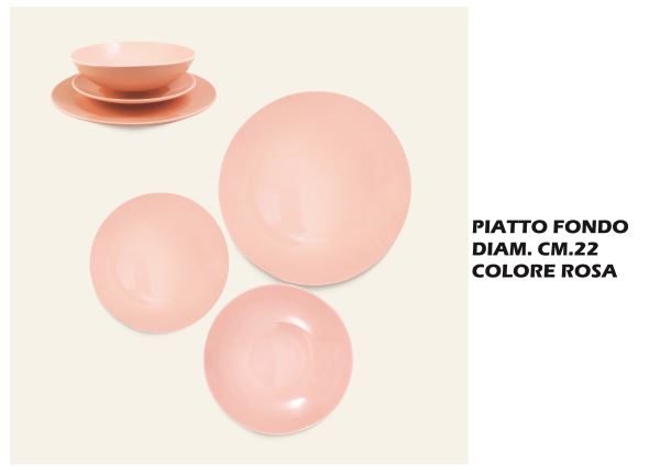 Arca Piatto Fondo in Ceramica Rosa ARCA 22 cm – Raffinatezza per Ogni Primo Arca