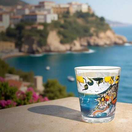 Arca Set 6/12/18 Bicchieri in Vetro, 325ml, Decorazioni Artistiche Vietri, Amalfi e Fish, Lavabili in Lavastoviglie Arca