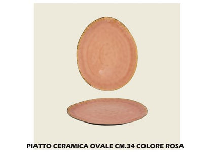 Arca PIATTO CERAMICA OVALE CM.34 ROSA Arca