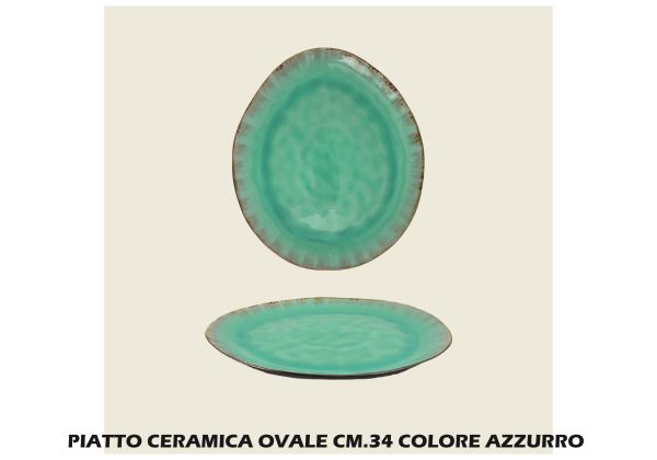 Arca PIATTO CERAMICA OVALE CM.34 AZZURRO Arca