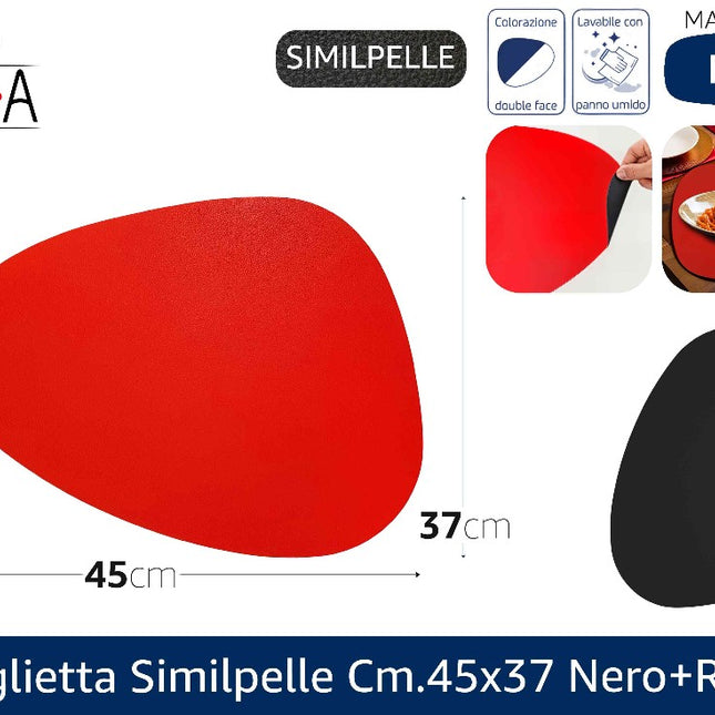 Arca TOVAGLIETTA SIMILPELLE CM.45X37 NERO+ROSSO Arca